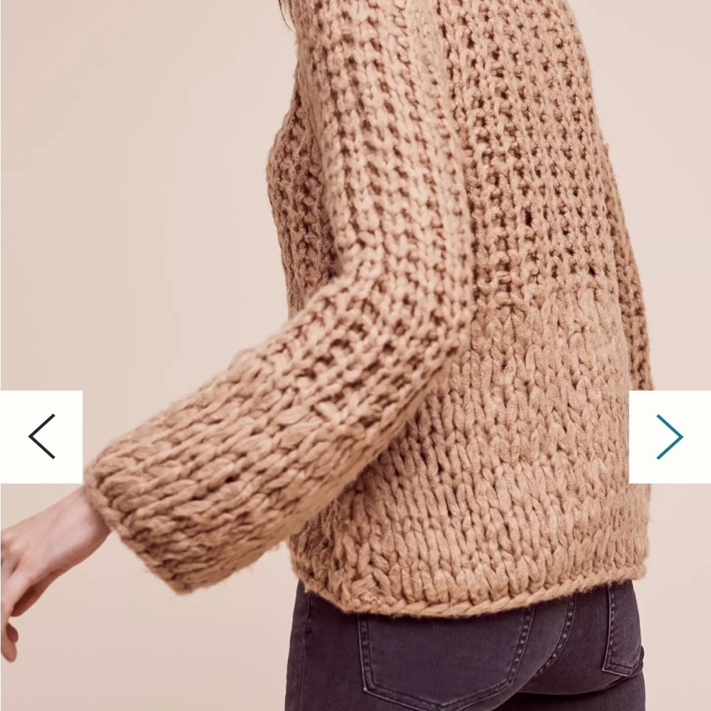Anthropologie Moon River Delaney Sweater Pullover Chunky Knit Tan Sz XS - Picture 13 of 14